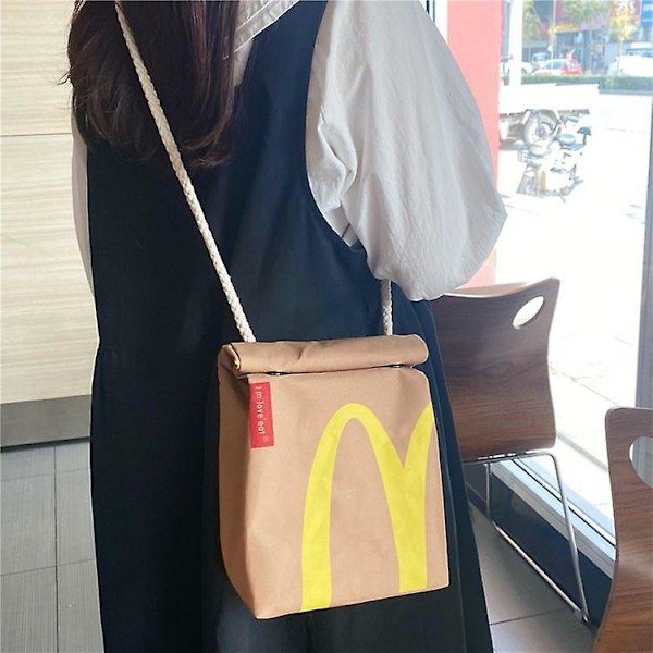 Personlig Mcdonald'S Papirpose, Samme Stil Crossbody Taske, Stor Kapacitet Grundskole Taske, Unisex Udendørs Fritid Rygsæk  [L] Shoulders