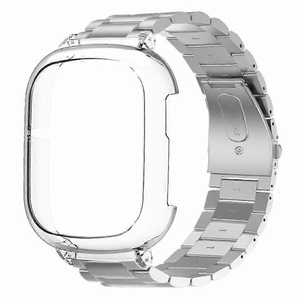Til Honor Watch 4 Urrem 3-Perle Rustfrit Stål Armbåndsrem med PC Urkasse (LGL) Multicolor Silver+Clear Case