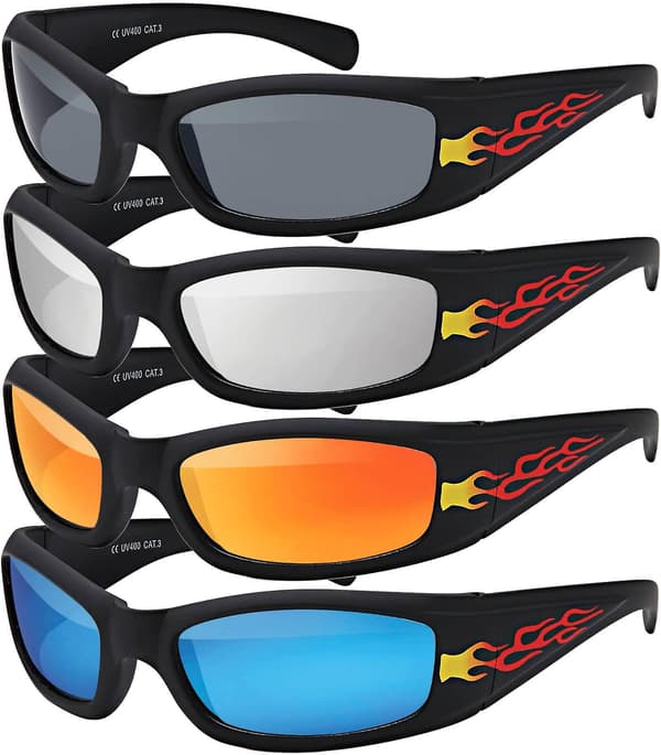 Coola barnsolglasögon med flammdesign (LGL) Silver Black One size