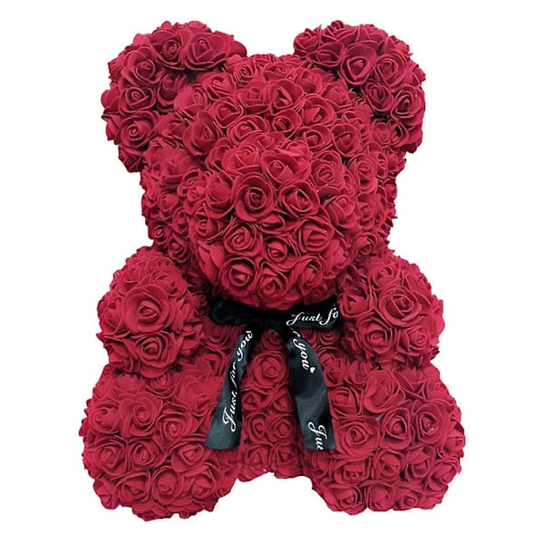 25 cm Skumrosbjörn Romantisk Blomsterbjörn för Alla Hjärtans Dag Födelsedag Bröllopsdagar LGL Wine Red
