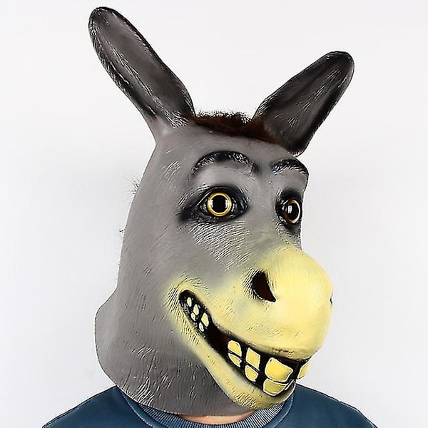 Shrek Åsna Mask Halloween Nyhet Deluxe Kostym Party Cosplay Latex Djurhuvud Mask Vuxen LGL B
