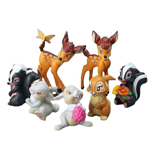 7 st Cartoon Bambi Deer Toys PVC Actionfigurer Kanin Figur Squirrle Modell Anime Dockor Presenter För Barn[GL]