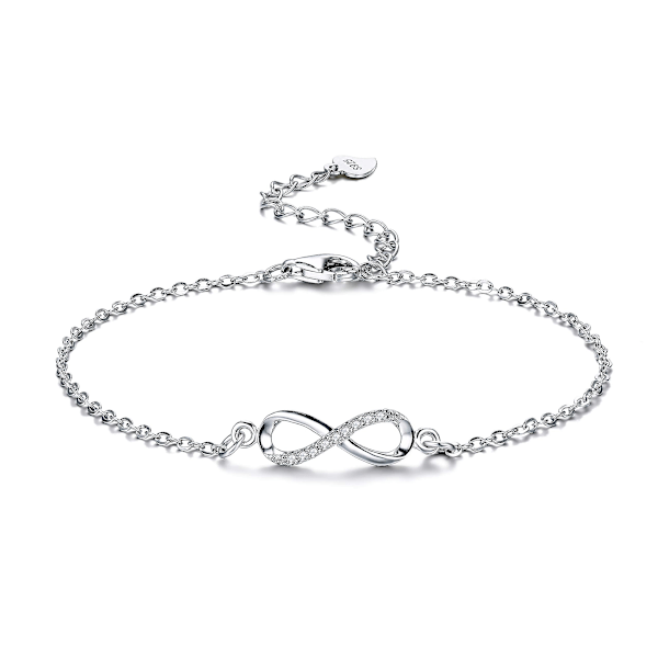 Dam Armband 925 Sterling Silver Infinity Armband För Kvinnor Med Smycken Gåvor Bo [GGL]