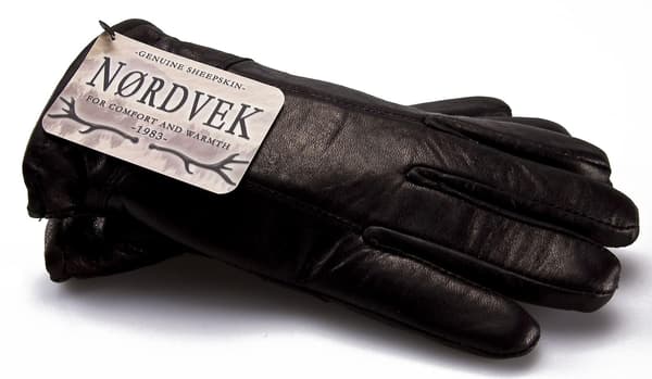 Herrhandske i äkta läder med fårskinnsfoder (LGL) Black Large - 10