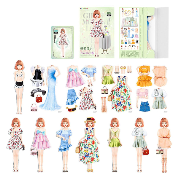Magnetisk Princess Dress Up Papir Doll Stickers Klær Skifte Lekesett Barneleke, 100 % nytt D
