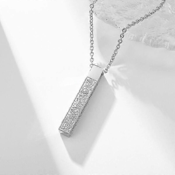 Ayatul Kursi Armband i Rostfritt Stål Islamisk Muslimsk Koranvers Manschettarmband Män Arabisk Kalligrafi Smycken Gåvor LGL AL17505-Silver