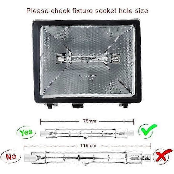 Sett med 5 R7S Halogenpærer 78mm 80W 230V, R7S Halogenstav 78mm, R7S Halogenpære Dimbar Halogenstavlampe (LGL)