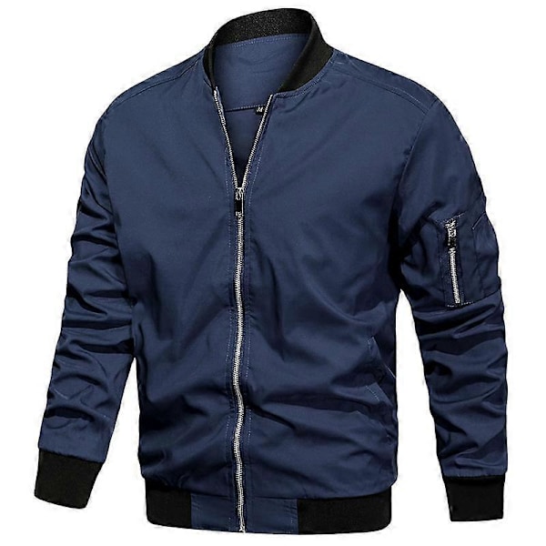 Lättvikts Bomberjacka för Män Vår Höst Casual Flyg Pilot Varsity Baseball Jacka USA Storlek LGL blue L