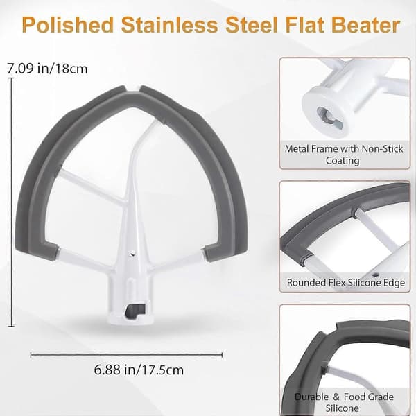 Flex Edge Visp for 6 Quart KitchenAid Mikser - Fleksibelt Padleskrape Tilbehør for Baking og Matlaging (LGL)