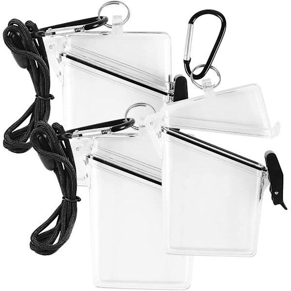 3Pack Waterproof ID Card Clear Badge Holder Case Waterproof Sports Case Vertical Badge Holders with Lanyard and Keychain [L]