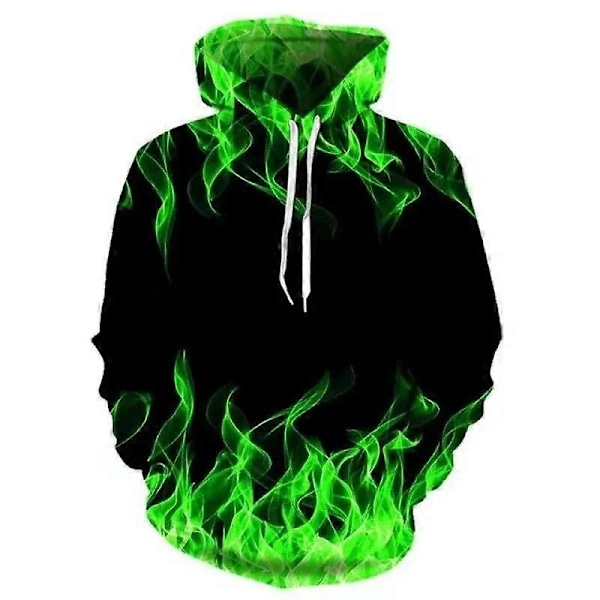 Ny Fargerik Flamme Hettegenser 3D Sweatshirt Menn Hettegenser Genser Høst og Vinter Jakke Herreklær Morsom Jakke Svarte Hettegensere Topp LGL WY090927 L