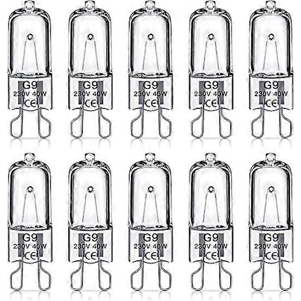 G9 Halogen Glödlampor 40W, Flimmerfri, Dimbar, 600lm, 2800K, G9 Kapsellampa, 10 st (LGL)