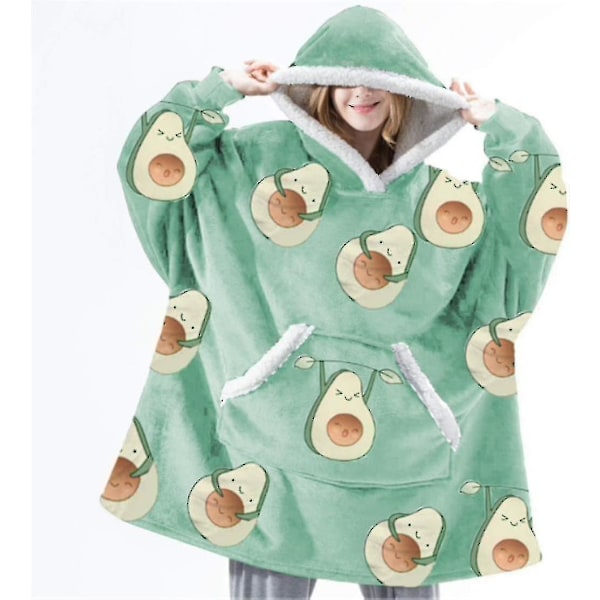 Genserteppe Oversized Hettegenser Brukbart Teppe Mykt Varmt Komfortabelt Stor Frontlomme LGL Avocado