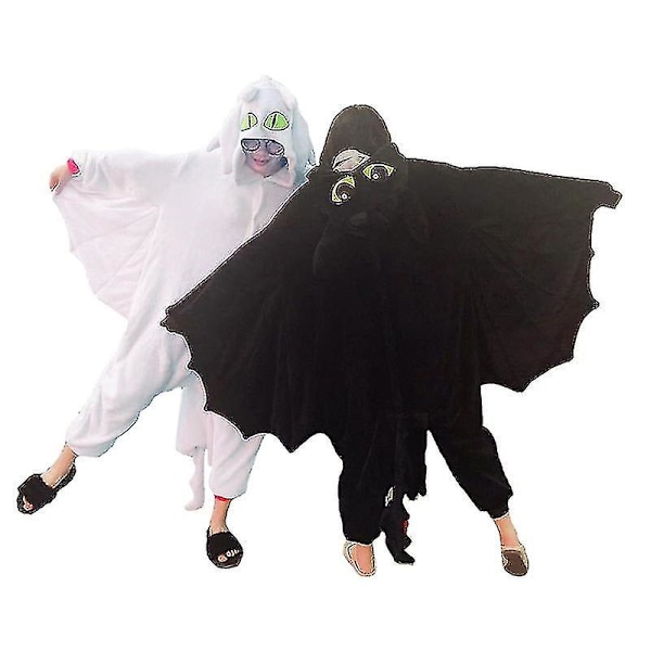 Drak Onesies Tandlös Kigurumi För Vuxna Anime Kostym Kvinnor Hel Pyjamas Med Huva Sovkläder, svart LGL 130