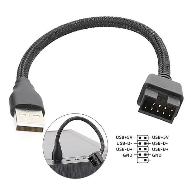 Mainboard Internt Dataforlængerkabel Forbinder USB A-enheder til 9-Pin USB Han (LGL)