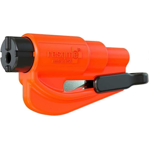 Vinduesknuser og sikkerhedsselekniv nøglering, orange, pakke med 1 (LGL)