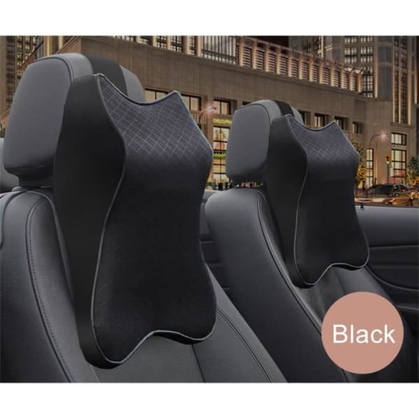 Ergonomisk bilnackkudde 36×30 cm - Memoryskum, avtagbart svart överdrag（FMY） BLACK