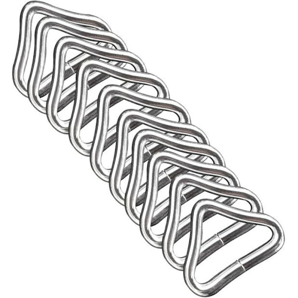 Triangulär ögla för studsmatta, 10 triangulära öglor med V-ring, höghållfast och korrosionsbeständig metalltriangulär ögla, studsmatta rep（LGL）