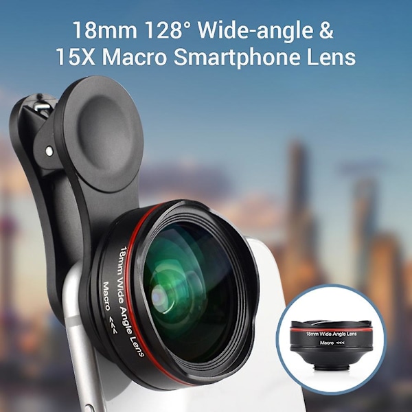 5K Ultra HD Älypuhelimen Kameran Linssi 18mm 128° Laajakulma 15X Makro Puhelinlinssi Vääristymätön Uni LGL:llä