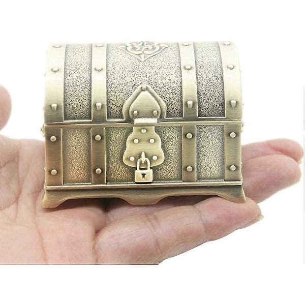 Metal smykkeskrin ørering opbevaringsboks retro pirat skattekiste high-end smykkeskrin fløjlskrin (LGL)