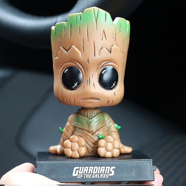 Cartoon Groot Car Dash Bobblehead Action Figur Søt Anime Groot Biltilbehør Nytt