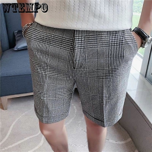 WTEMPO Sommar Herrshorts Lös Passform Mode Rutiga Shorts Vida Ben Casual Shorts Slim Hög Midja Kostymshorts Utomhus Strandshorts LGL khaki XL