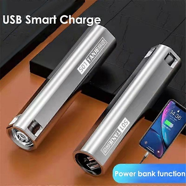 Super Lys LED Lommelygte Bærbar USB Genopladelig Nødlys Vandtæt Mini Ride Camping Bærbar Lommelygte LGL battery(Without)