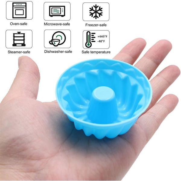 Silikone Bageforme, 24-pak Mini Silikone Bageforme til Kager, Non-Stick Muffinsforme, BPA-fri Elegante Dessertskåle - Gelé og Muffins (LGL)
