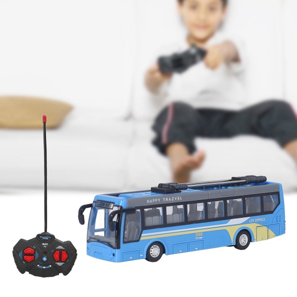 Fjernbetjening Bus Høj Simulering Alle retninger Kørsel Genopladelig Rc Skolebus For Børn[GL] Blue