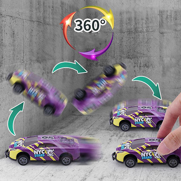 Holdbar Stunt Legetøjsbil Spring Stunt Bil 360 Roterbar Træk Tilbage Køretøjer Modeller Random