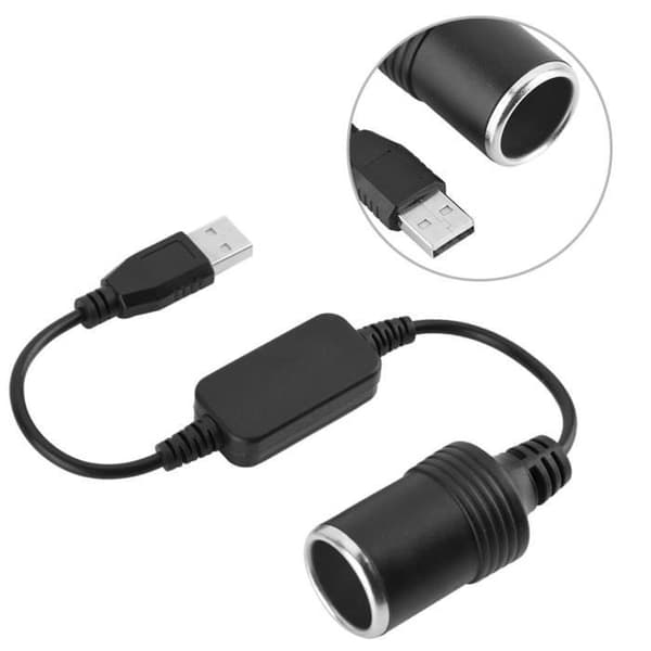 Adapter - BOB - 5V USB til 12V cigarettænderkonverter - Universal - Sort - Hunstik (FMY)