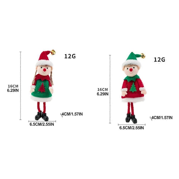 2 stk. Julemandsnisse Plysdukker Juletræ Hængende Vedhæng Julemandsnisse Blød Legetøjsplys Lange Ben Nisser Juletræ Dekoration