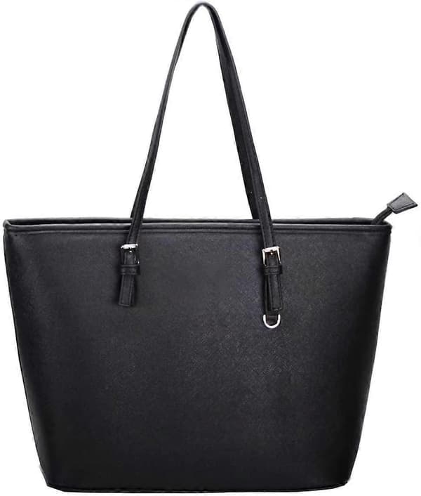 Dame Håndtaske Sort Mærkevare Håndtasker Elegante Tasker Shopper Lynlås Dame Håndtasker Sort Stor (LGL)