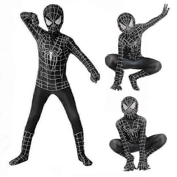 Deadpool Superhjälte Spiderman Kostym Barn V - Happy H LGL Black spiderman 130-140cm
