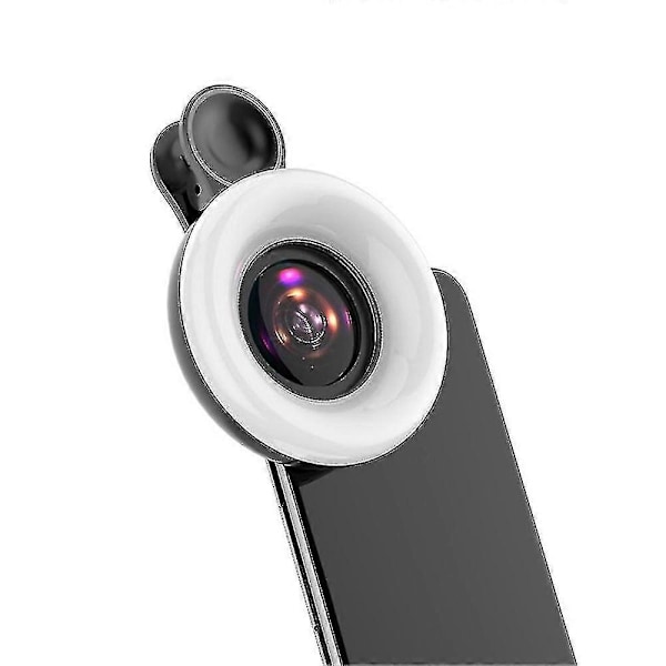Universal Mobiltelefon 15x Makro Linse Fyldlys Selfie Led Ring Clip Flash Lys LGL Black