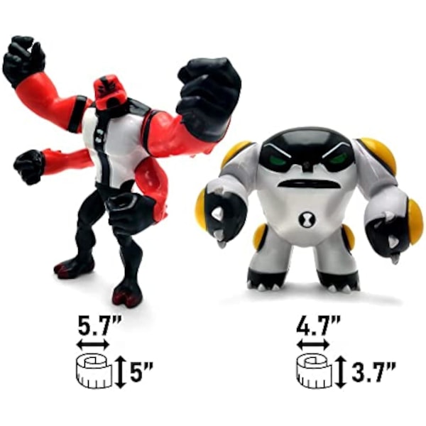 Figurer Baseret på Ben 10 Actionfigurer - Sæt med 9 Legetøj, Ben Tennyson, Four Arms, Grey Matter, Kineceleran, Diamondhead, Hex, Steam Smythe, Cannonbolt,