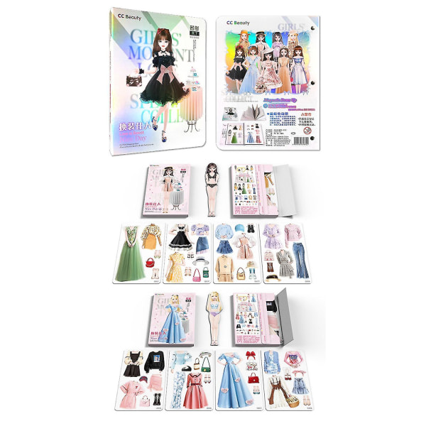 Magnetisk Princess Dress Up Papir Doll Stickers Klær Skifte Lekesett Barneleke, 100 % nytt A