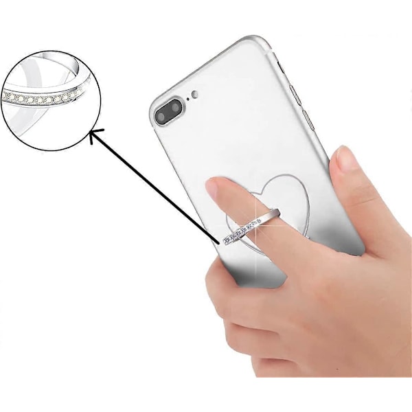 Transparent Hjärta Telefonringhållare, Transparent Ring Telefonhållare med Diamantring (LGL)