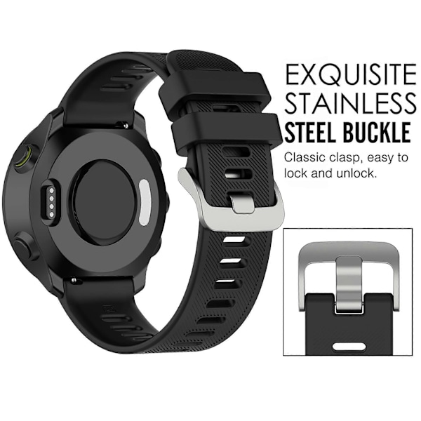 Yhteensopiva Garmin Forerunner 158 / Forerunner 55 silikonirannekkeen korvaavan kellonrannekkeen hihna Forerunner 158 / LGL -kelloon Black Forerunner 55