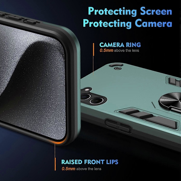 Skal för Samsung Galaxy A56 5G PC TPU Stötsäkert Telefonskydd med Ringstativ - LGL Multicolor Green