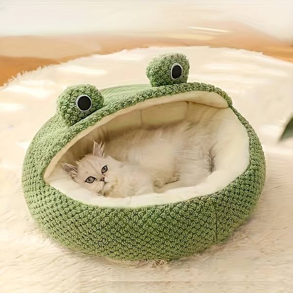 Lämmin Koiranpetityyny, Mukava Ja Pehmeä Sammakko-Tyylisen Kissansänky, Sopii Pienille Kisseille Green S 40cm