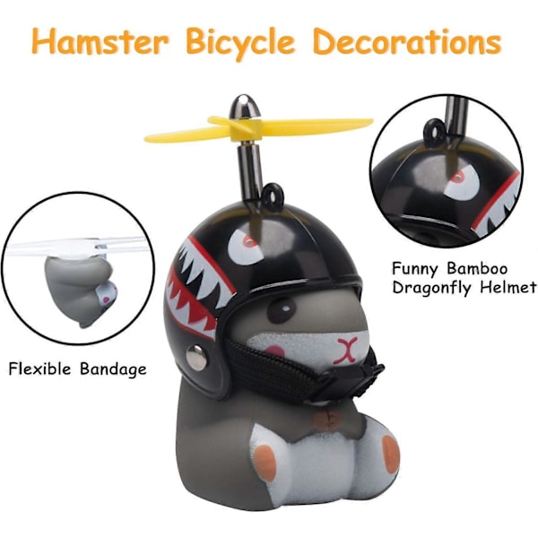 Polkupyörän kello valolla ja kypärällä, söpö eläin polkupyörän torvi, kojelaudan koristelu lelu moottoripyörän pyörän kellot kumikoristeet LGL Shark helmet mouse