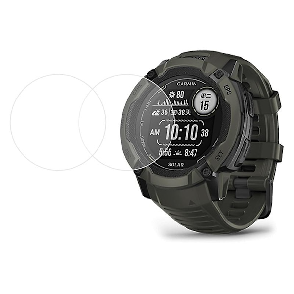 2 stk/sett for Garmin Instinct 2X Anti-ripe klokke skjermbeskytter 2.5D buekant HD herdet glass [GGL]