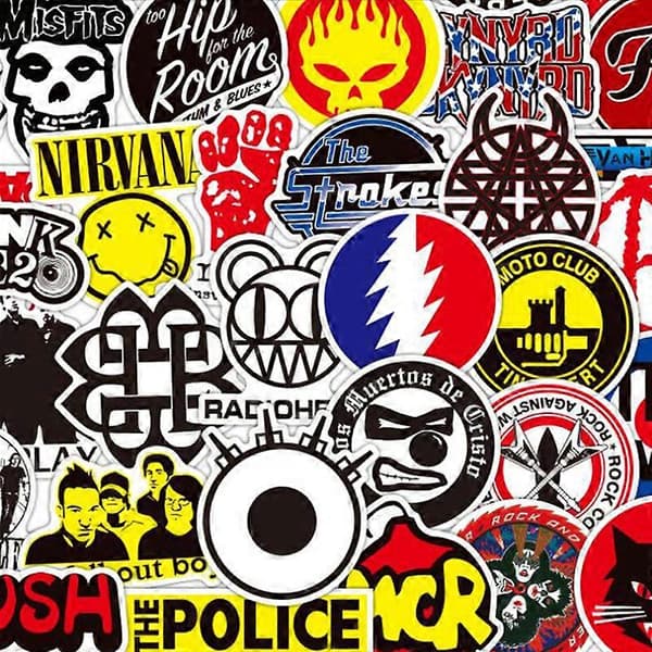 100 st Rock Graffiti Stickers Skateboard Laptop Bagage Gitarr (LGL)