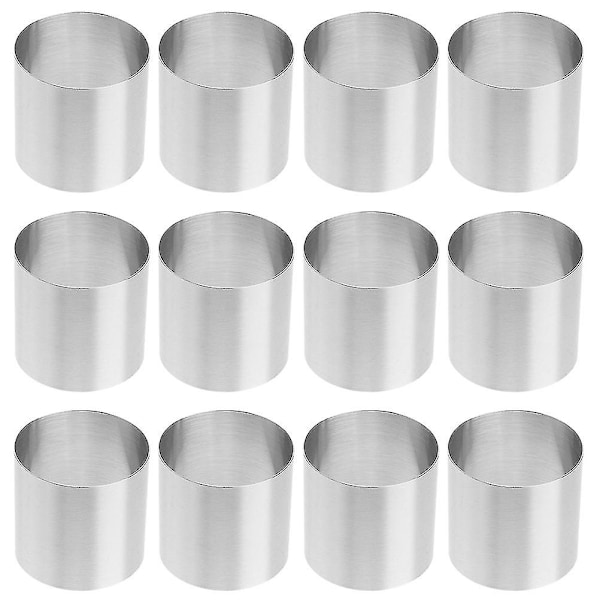 12 kpl Kakku Rengas Muotteja Ruostumattomasta Teräksestä Mousse Muotti Pyöreä Kakun Leivontaan Muotti (LGL) Silver 5X5X5CM