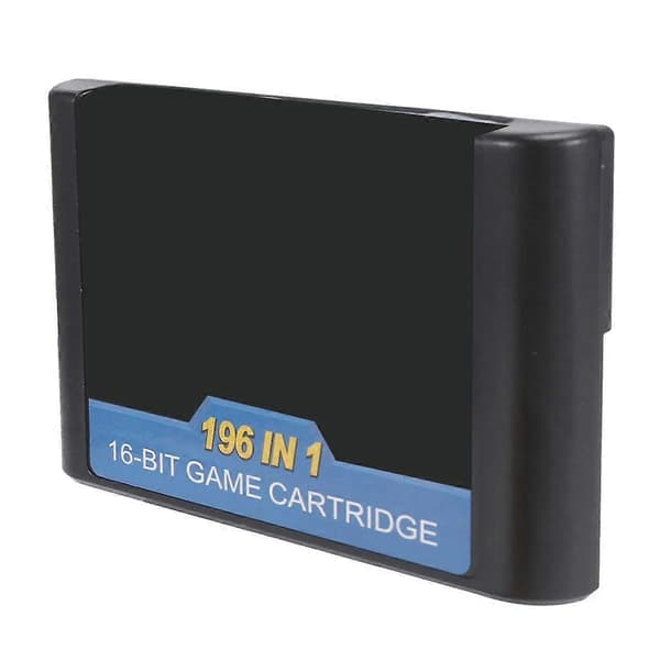 196-i-1 Spilkassette til Sega Mega 16Bit Spilkort (LGL) Black