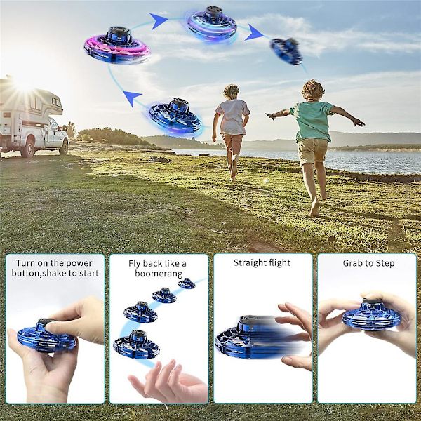 Ljusstarka LED-leksaker för barn, handstyrda UFO-drönare, mini flygande orb, svävande boomerang fidget spinner, fantastiska presenter till pojkar och flickor [GGL] Red