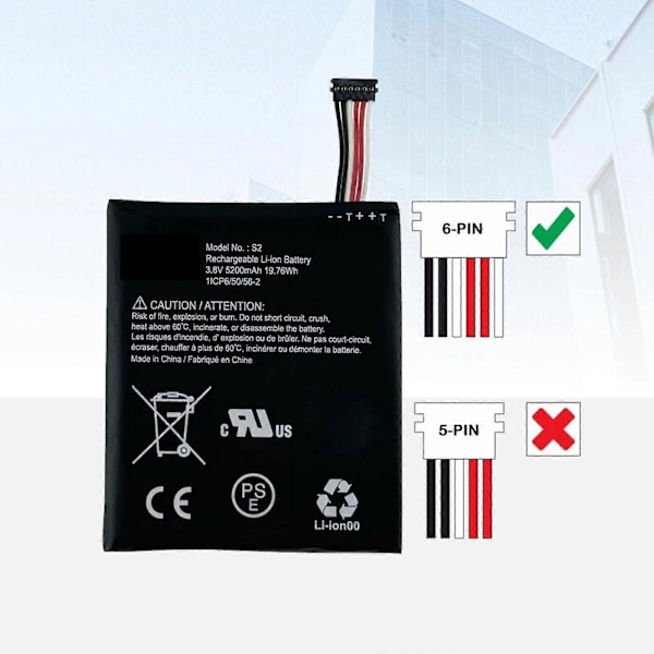 Passar Ring Video Doorbell S2 Batteri Elektronisk Dörrklocka Kattöga Batteri LGL