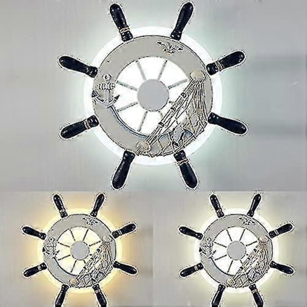 Nautisk Marine Ror Loftlampe Væglampe Pirat Sømand Marine Skib Juster Krigsskib Rat Gear Lampe Led Fiskenet Hamp Reb Dec LGL
