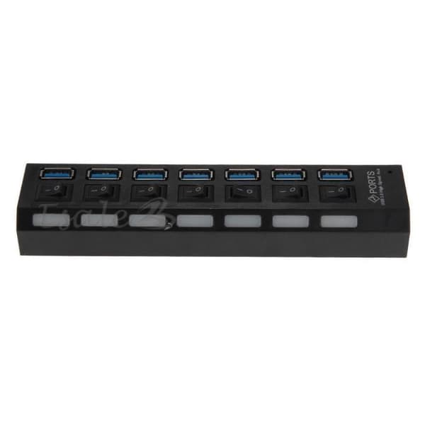 7-ports USB 3.0 5 Gbps hubadapter i ABS med switch til pc-computer (FMY)